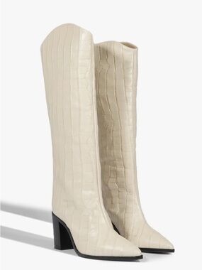 Schultz Cream Knee-High Pointed-Toe Boots
